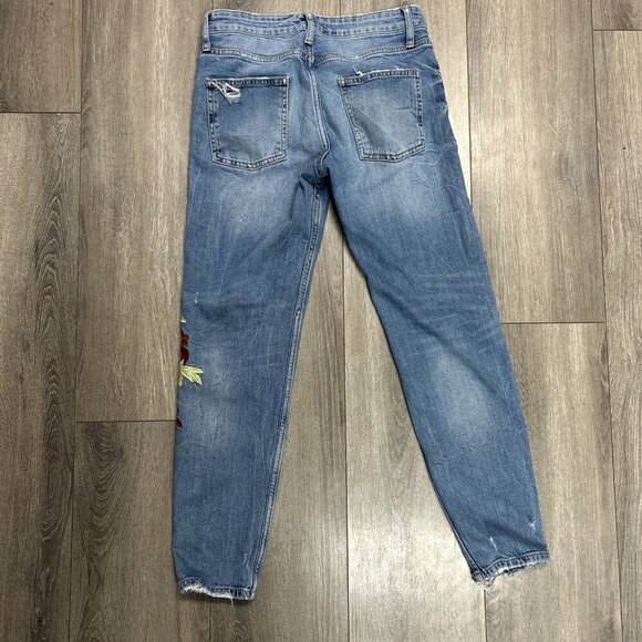 ZARA Women's Slim Boyfriend crop Jeans with Embroidery(Blue, US 4, EUR 36) - Picture 10 of 11